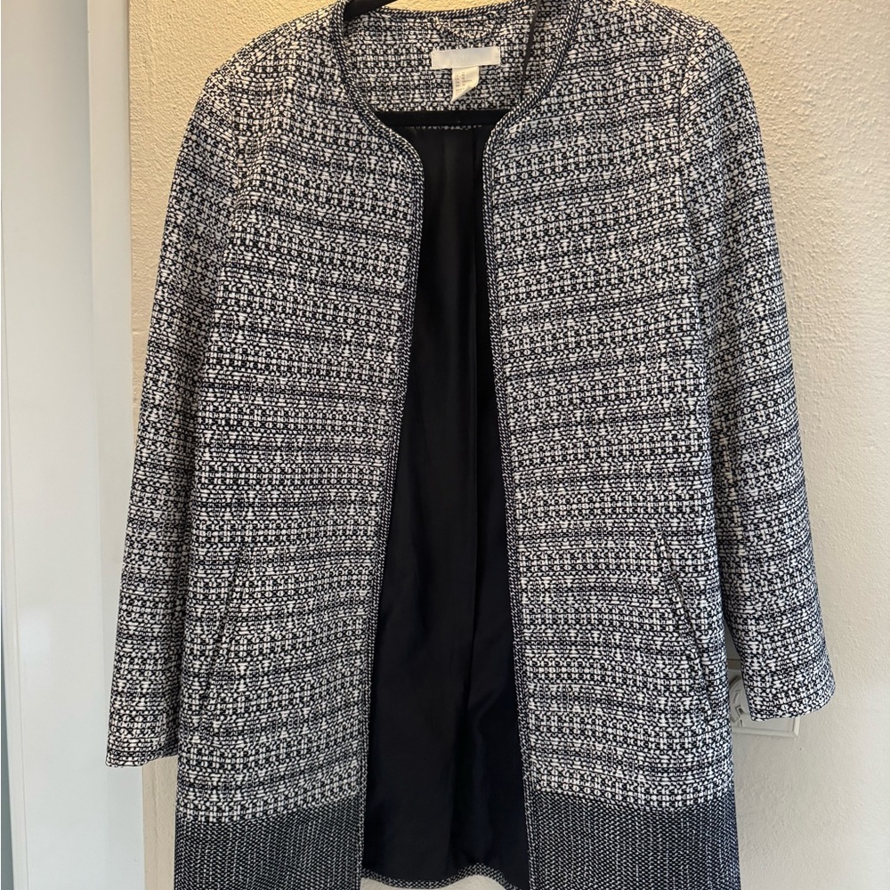 H&M Black and White Patterned Coat